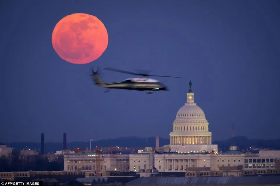 Blood Red Moon Rising Over Manhattan