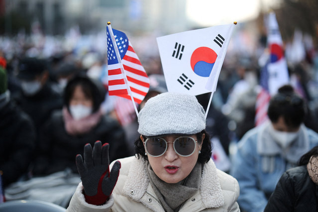 People attend a rally organised by the Christian group Save Korea, in Seoul, South Korea, on March 8, 2025. (Photo by Kim Hong-Ji/Reuters)