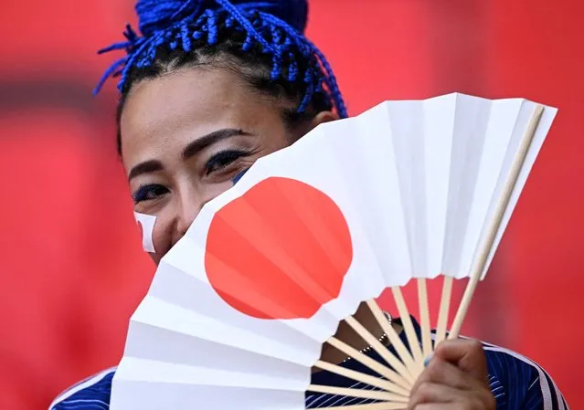 Japanese football fan during the FIFA World Cup Qatar 2022 Group E match between Japan and Costa Rica at Ahmad Bin Ali Stadium on November 27, 2022 in Doha, Qatar. (Photo by Dylan Martinez/Reuters)