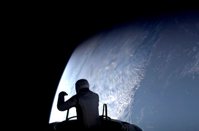 This image, made from a SpaceX video, shows Jared Isaacman leading a private spacewalk during the Polaris Dawn mission on Wednesday, September 11, 2024. Isaacman was part of the four-person civilian crew that was the first group of non-government astronauts to conduct a spacewalk. They traveled farther into space than any human since NASA’s Apollo program concluded more than 50 years ago. Two crew members, Sarah Gillis and Anna Menon, traveled farther from Earth than any other women in history. (Photo by SpaceX/AP Photo)
