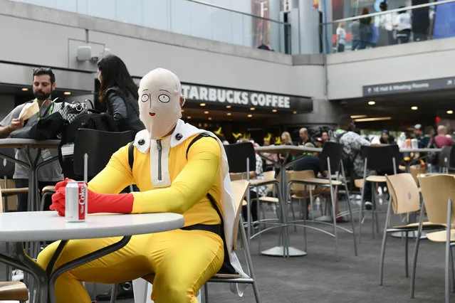 A cosplayer dressed as Saitama from One Punch Man during New York Comic Con 2018 at Jacob K. Javits Convention Center on October 4, 2018 in New York City.  (Photo by Craig Barritt/Getty Images for New York Comic Con)
