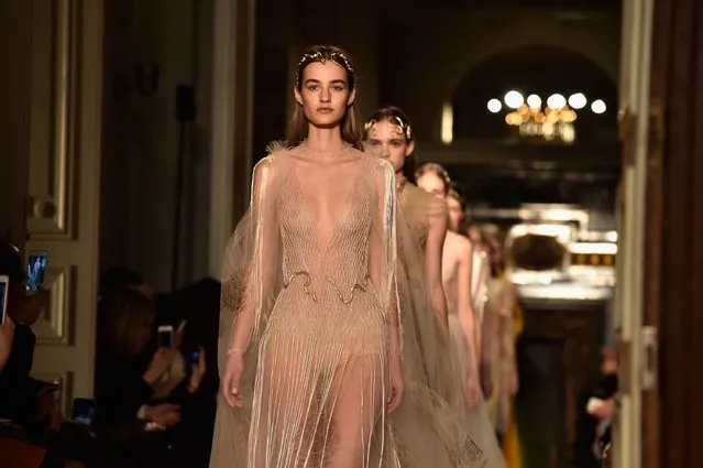 A model walks the runway during the Valentino Spring Summer 2016 show as part of Paris Fashion Week on January 27, 2016 in Paris, France. (Photo by Pascal Le Segretain/Getty Images)
