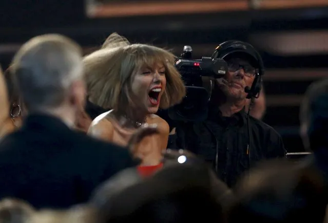 Taylor Swift reacts after hearing Ed Sheeran won Song of the Year at the 58th Grammy Awards in Los Angeles, California February 15, 2016. (Photo by Mario Anzuoni/Reuters)