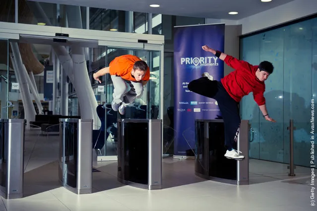 Free runners '3run' take advantage of O2's empty Slough HQ on the company's flexible working day