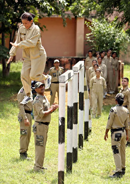 Northeastern girls getting commando training at the Delhi Police Training Centre, Jharoda Kalan on September 4, 2017 in New Delhi, India. (Photo by Manoj Verma/Hindustan Times via Getty Images)