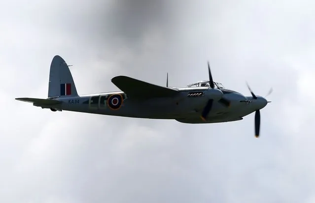  Havilland Mosquito KA 114 performs a low pass during an airshow commemorating the completion of its rebuild on September 29, 2012 in Ardmore, New Zealand. The plane was restored by Warbird Restorations at Ardmore Aerodrome and is the only flying Mosquito in the world.  (Photo by Simon Watts)