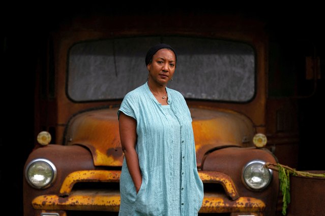 Lacretia Johnson Flash poses for a portrait in front of McDonald Craig’s school bus in Linden, Tennessee, U.S., July 21, 2023. (Photo by Kevin Wurm/Reuters)