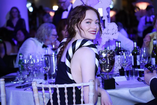 American actress Emma Stone during the EE BAFTA Film Awards 2024 Dinner at The Royal Festival Hall on February 18, 2024 in London, England. (Photo by Antony Jones/BAFTA/Getty Images for BAFTA)