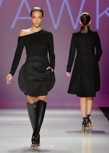 A model walks the runway for the VAWK Fall 2015 collection during Toronto fashion week in Toronto on Tuesday, March 24, 2015. (Photo by Nathan Denette/AP Photo/The Canadian Press)