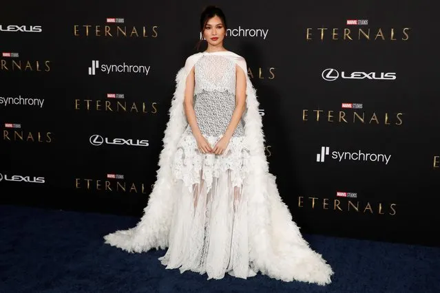 Cast member Gemma Chan poses at the premiere for the film “Eternals” in Los Angeles, California, U.S. October 18, 2021. (Photo by Mario Anzuoni/Reuters)