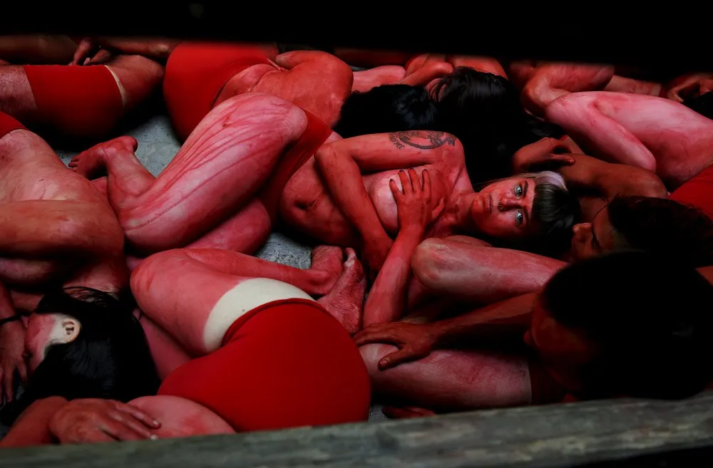 Protesters Splattered in Fake Blood Decry Spanish Bull Run