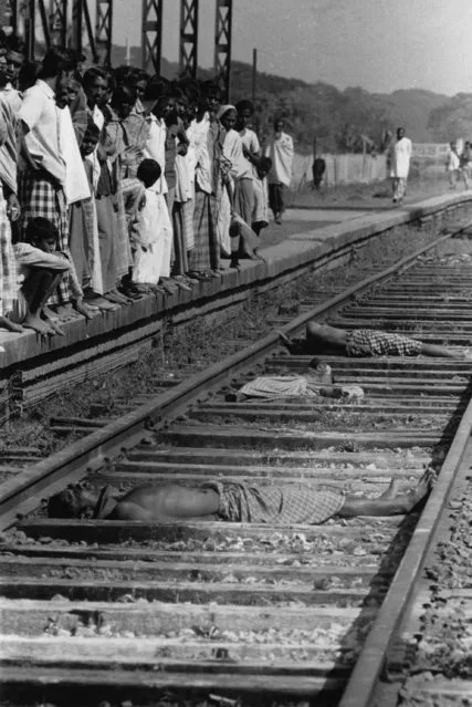 Three traitors lying dead on the railway track, victims of the India-Pakistan conflict, when Indian troops supported  East Pakistan's struggle to become the independent state of Bangladesh, 1971. (Photo by William Lovelace/Express/Getty Images)