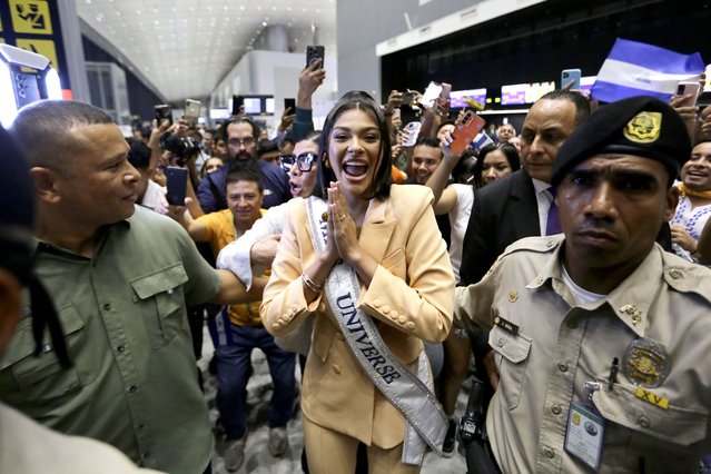 Nicaraguan Miss Universe Sheynnis Palacios arrives at Tocumen International Airport in Panama City, Panama, 29 July 2024. Since she was crowned in November last year in El Salvador, beauty queen Sheynnis Palacios has not returned to Nicaragua, where the government presided by Daniel Ortega launched its own beauty pageant after accusing Miss Universe representation in the country for crimes of conspiracy and treason. (Photo by Carlos Lemos/EPA)