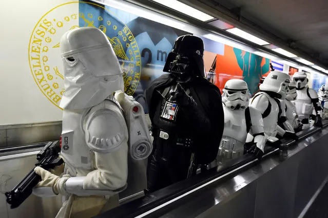Participants wearing Star Wars costumes are seen at the De Brouckere metro station after the Balloon's Day Parade in Brussels September 4, 2016. (Photo by Eric Vidal/Reuters)
