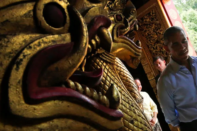 U.S. President Barack Obama visits the Wat Xieng Thong Buddhist temple, alongside his participation in the ASEAN Summit, in Luang Prabang, Laos September 7, 2016. (Photo by Jonathan Ernst/Reuters)