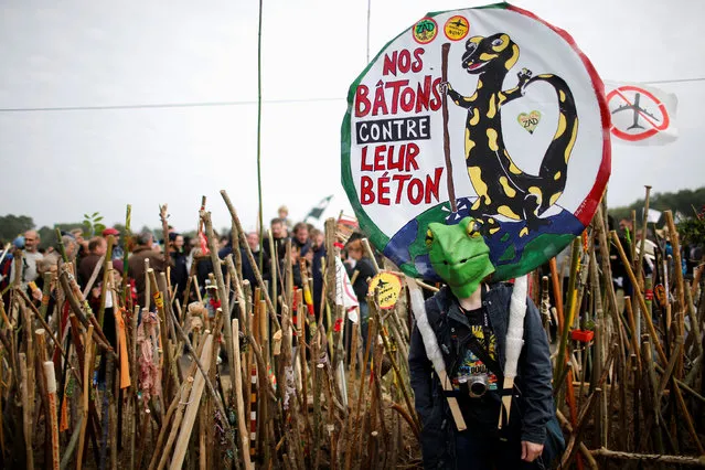 People attend a demonstration against the construction of a new airport in Notre-Dame-des-Landes near Nantes, France October 8, 2016. (Photo by Stephane Mahe/Reuters)