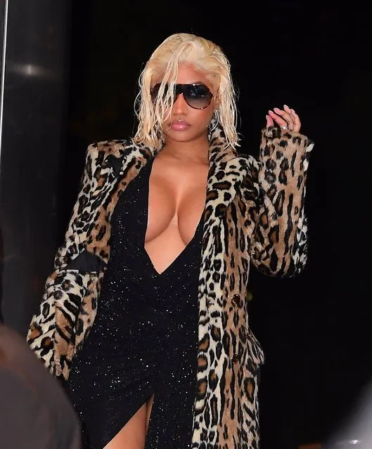 Nicki Minaj stepped out looking stunning in Cheetah Print ensemble, with low cut neckline on Monday night, September 11, 2018 in New York. She talked about her brawl with Cardi B on her Queen Radio Show, saying that Cardi could end up dead if she continues starting fights. (Photo by 247PAPS.TV/Splash News and Pictures)