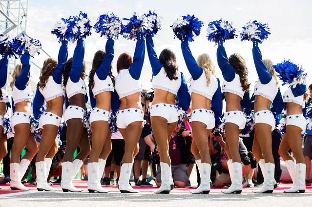 Dallas Cowboys Cheerleaders during the United States Formula One Grand Prix at Circuit of The Americas on October 23, 2016 in Austin, United States. (Photo by Peter J. Fox/Getty Images)