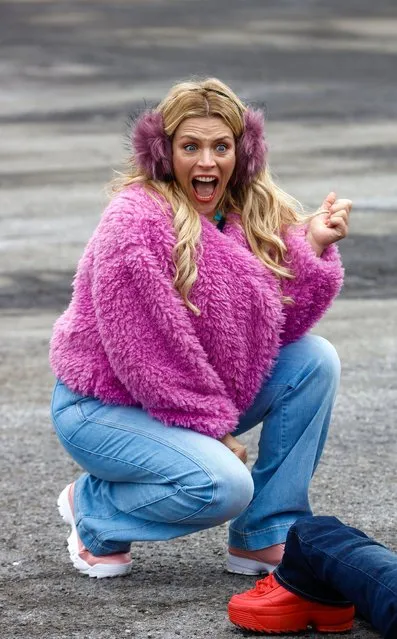 American actress Busy Philipps films “Girls5Eva” in Queens on January 26, 2022. (Photo by Steve Sands/New York Newswire/The Mega Agency)