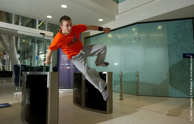 Free runners '3run' take advantage of O2's empty Slough HQ on the company's flexible working day