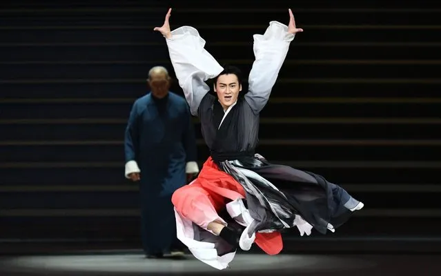 Performers take part in the “Passion of Macao, Heart of China” variety show in Macau on December 19, 2019, ahead of the 20th anniversary of the handover from Portugal to China. (Photo by Anthony Wallace/AFP Photo)