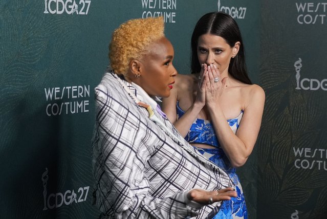 Janelle Monae, left, and Jackie Tohn arrive at the 27th Costume Designers Guild Awards on Thursday, February 6, 2025, in Los Angeles. (Photo by Chris Pizzello/AP Photo)