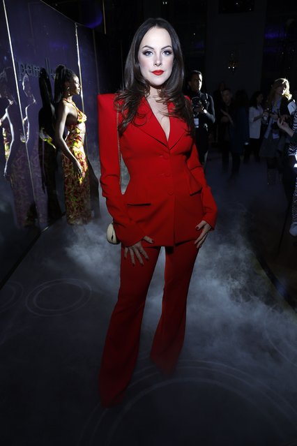 American actress Elizabeth Gillies attends Pamella Roland show during New York Fashion Week on February 10, 2025 in New York City.  (Photo by John Lamparski/Getty Images)