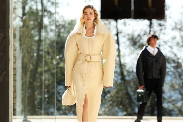 American model Gigi Hadid walks the runway during the “Les Sculptures” Jacquemus' Fashion Show at Fondation Maeght on January 29, 2024 in Saint-Paul-De-Vence, France. (Photo by Pascal Le Segretain/Getty Images)