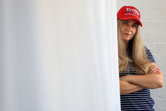 Katia Beeden, life coach and campaigner for white South Africans who want to apply for U.S. refugee status, poses for a photograph at her residence in Fish Hoek, Cape Town, South Africa on April 24, 2025. (Photo by Esa Alexander/Reuters)