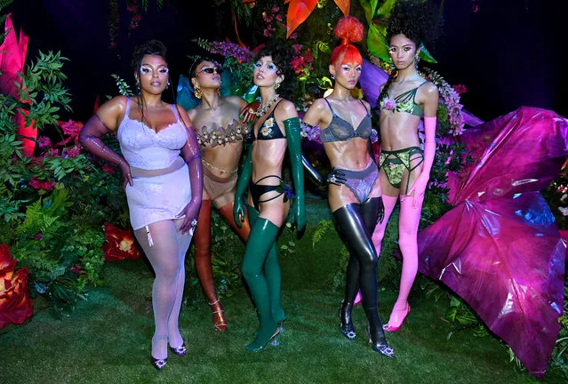 (L-R) In this image released on October 1, Paloma Elsesser, Ciarda Hall, Nadia Lee Cohen, Kitty Louvit, and Noah Carlos are seen onstage during Rihanna's Savage X Fenty Show Vol. 2 presented by Amazon Prime Video at the Los Angeles Convention Center in Los Angeles, California; and broadcast on October 2, 2020. (Photo by Kevin Mazur/Getty Images for Savage X Fenty Show Vol. 2 Presented by Amazon Prime Video)