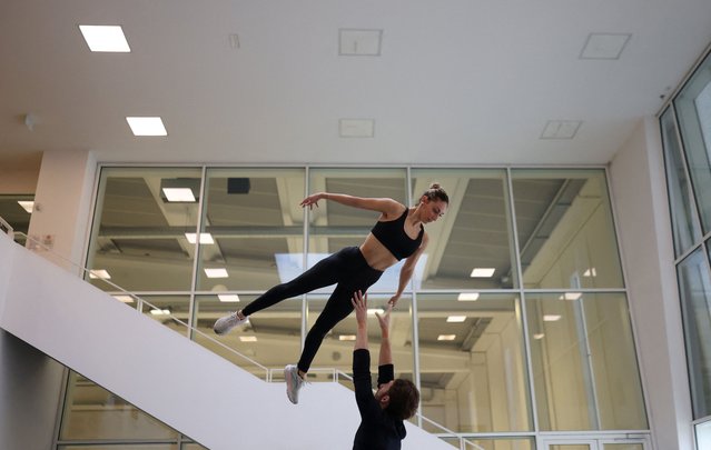 In Bergamo, Italy, on 16 October 2025, figure skaters Niccolò Macii and Sara Conti train for the 2026 Winter Olympics. (Photo by Claudia Greco/Reuters)