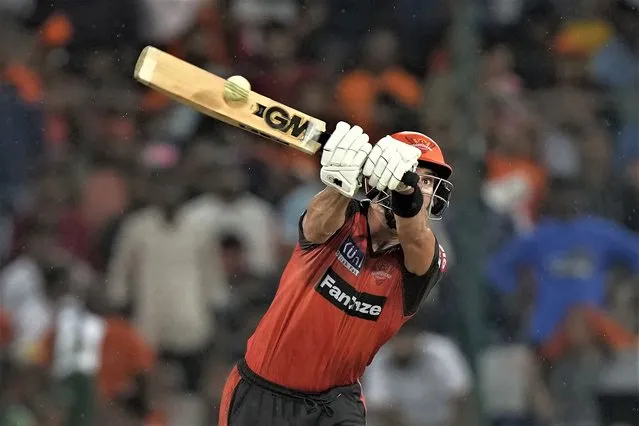 Sunrisers Hyderabad's captain Aiden Markram plays a shot during the Indian Premier League cricket match between Sunrisers Hyderabad and Kolkata Knight Riders in Hyderabad, India, Thursday, May 4, 2023. (Photo by Mahesh Kumar A./AP Photo)