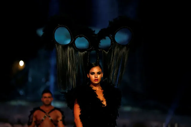 A model presents a hairstyle creation by stylist Vanessa Mifsud Vella during the Malta Fashion Awards, the climax of Malta Fashion Week, in Valletta, Malta on June 2, 2018. (Photo by Darrin Zammit Lupi/Reuters)