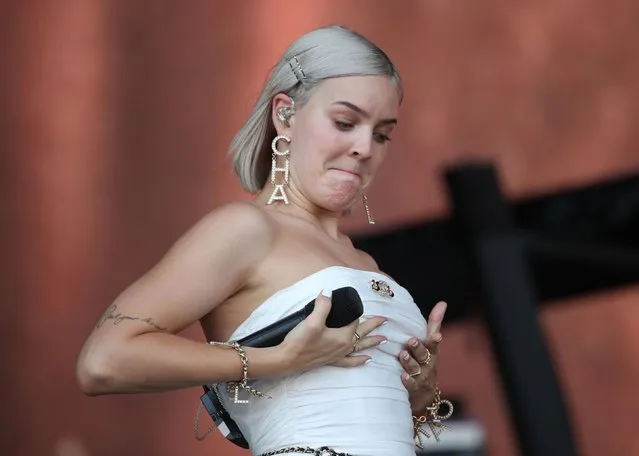 Anne-Marie performing on the Pyramid Stage at the Glastonbury Festival, in Worthy Farm in Pilton, Somerset on June 29, 2019. (Photo by Yui Mok/PA Images via Getty Images)