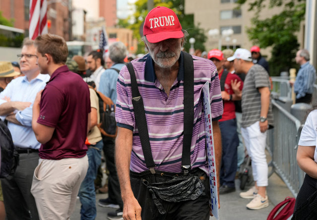 A supporter of Donald Trump reacts outside the Manhattan criminal court to hearing the verdict, on May 30, 2024. (Photo by Cheney Orr/Reuters)