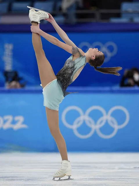 Viktoriia Safonova, of Belarus, competes in the women's short program during the figure skating at the 2022 Winter Olympics, Tuesday, February 15, 2022, in Beijing. (Photo by David J. Phillip/AP Photo)