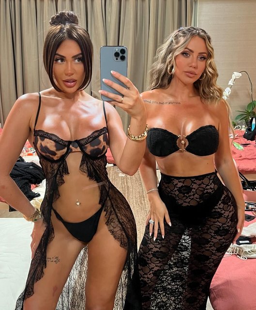 English television personalitys Chloe Ferry (L) and Holly Hagan have sizzled in black bikinis in Thailand in the last decade of May 2024. (Photo by Instagram)