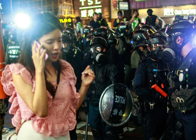 Riot police take to the streets in large numbers to suppress anti-government protesters in Hong Kong on August 31, 2019. Train service to Hong Kong's airport was suspended Sunday as pro-democracy demonstrators gathered there, while protesters outside the British Consulate called on London to grant citizenship to people born in the former colony before its return to China. (Photo by Kevin On Man Lee/Penta Press/Rex Features/Shutterstock)
