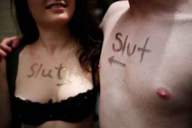 Protesters take part in a “SlutWalk” protest, during which several hundred participants march through the centre of Jerusalem, May 13, 2016. (Photo by Amir Cohen/Reuters)