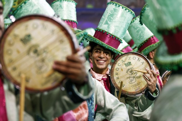 Members of samba school “Especial Group Barroca Zona Sul” parade during the first day of carnival at Anhembi sambadrome in Sao Paulo, Brazil, 09 February 2024. (Photo by Sebastiao Moreira/EPA)