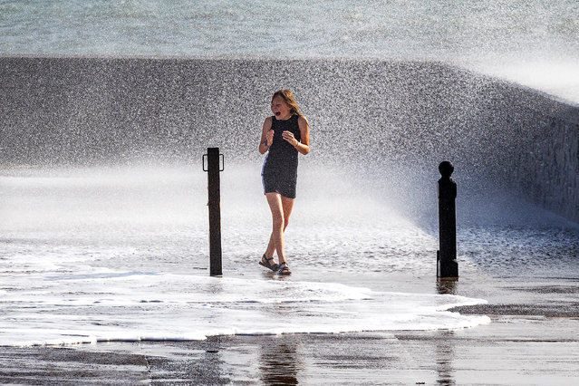 Waves batter the North Devon coast at Ilfracombe, UK on August 23, 2024, as Storm Lilian hits the UK and the Met Office issues a yellow weather warning. (Photo by Mark Passmore Photography)