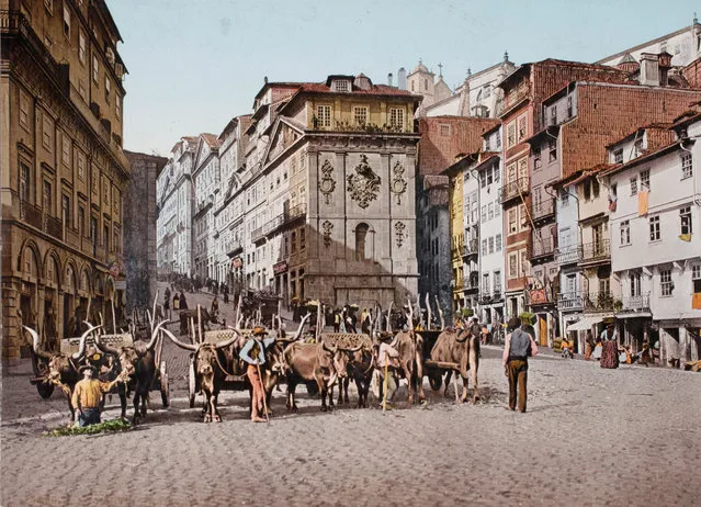The process was developed in the 1880s by the Swiss chemist Hans Jakob Schmid. Here: The Praça da Ribeira in Porto, Portugal. Circa 1903. (Photo by Swiss Camera Museum/The Guardian)