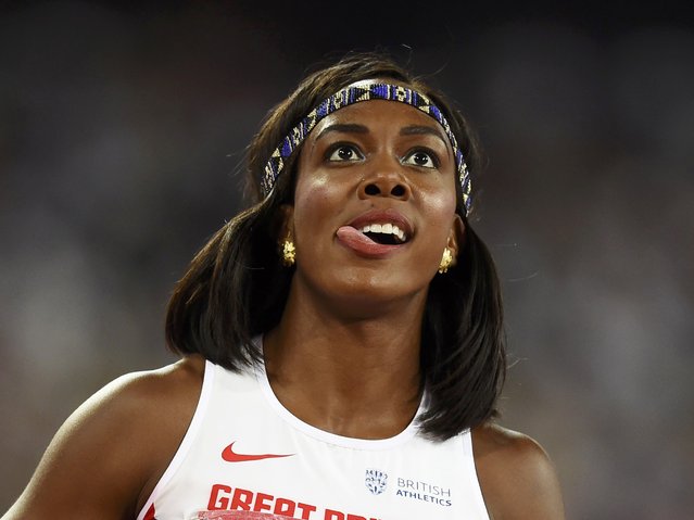 Tiffany Porter of Britain reacts after the women's 100 metres hurdles final during the 15th IAAF World Championships at the National Stadium in Beijing, China, August 28, 2015. (Photo by Dylan Martinez/Reuters)