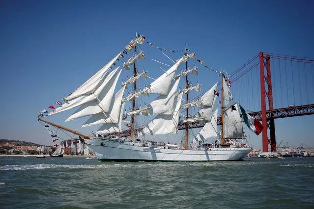 The Mexican ship Cuauhtemoc is pictured during the Tall Ships Races 2016 parade, in Lisbon, Portugal, July 25, 2016. (Photo by Pedro Nunes/Reuters)
