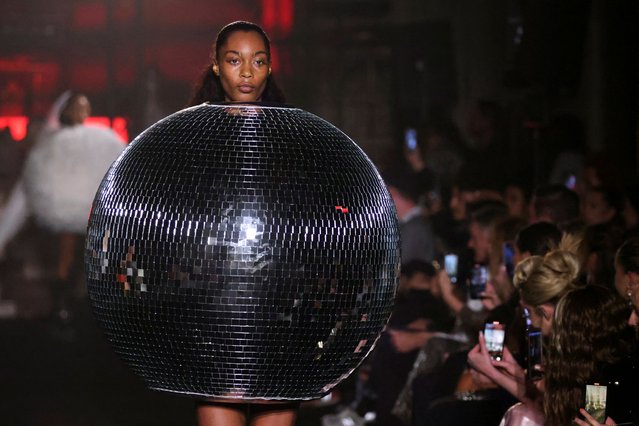 A model presents a creation by designer Christian Cowan as part of his Spring/Summer 2024 Women's ready-to-wear collection show at the American Cathedral during Paris Fashion Week in Paris, France on September 28, 2023. (Photo by Johanna Geron/Reuters)