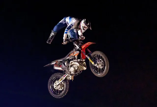 Extreme Weekend at Sheikh Zayed Festival. Freestyle motocross and car drifting show in Abu Dhabi on January 27, 2023. (Photo by Chris Whiteoak/The National)