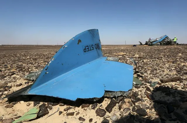 The debris from a Russian airliner is seen at its crash site at the Hassana area in Arish city, north Egypt, November 1, 2015. (Photo by Mohamed Abd El Ghany/Reuters)