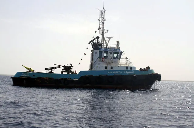 A ship for Libyan coastguard, who are helping forces allied with the U.N.-backed government fighting Islamic State militants, is seen off the coast of Sirte, Libya October 6, 2016. (Photo by Hani Amara/Reuters)