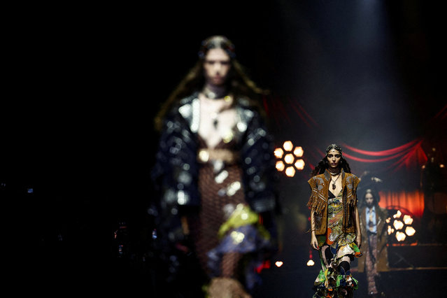 Models present creations from the Etro Spring/Summer 2026 collection during Milan Fashion Week, in Milan, Italy, on September 24, 2025. (Photo by Yara Nardi/Reuters)