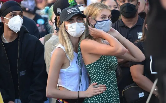 Cara Delevingne and Kaia Gerber at Black Lives Matter Protest in Los Angeles, California, USA on July 15, 2020. (Photo by London Entertainment/Rex Features/Shutterstock)